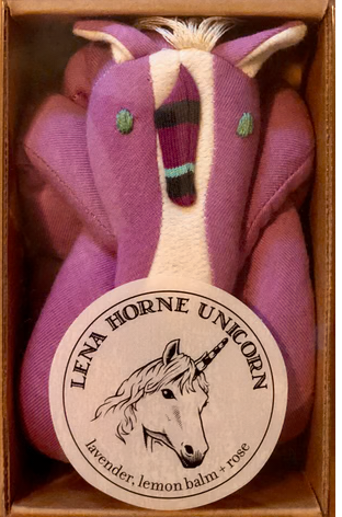 lena horne unicorn 12" eyepillow + nightie set.