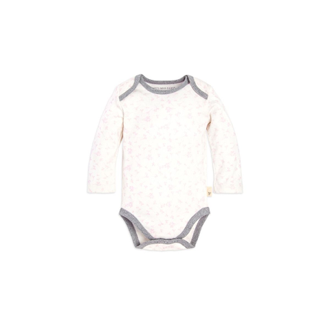 organic long-sleeve bodysuit - pink flowers