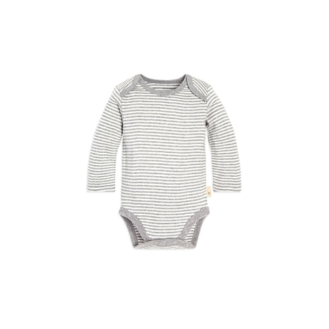 organic long-sleeve bodysuit - grey pinstripe
