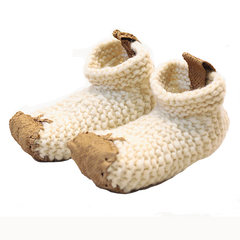 patagonian wool + salmon skin slippers