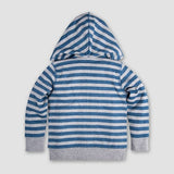 french terry stripe zip organic cotton hoodie