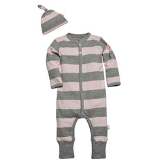 organic striped coverall & hat set