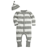 organic striped coverall & hat set