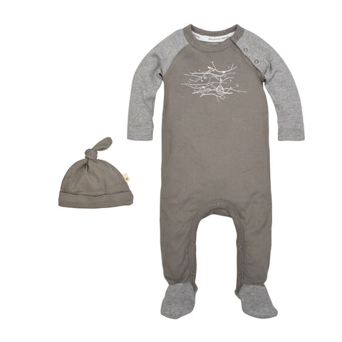 hive in the trees footed coverall & hat set